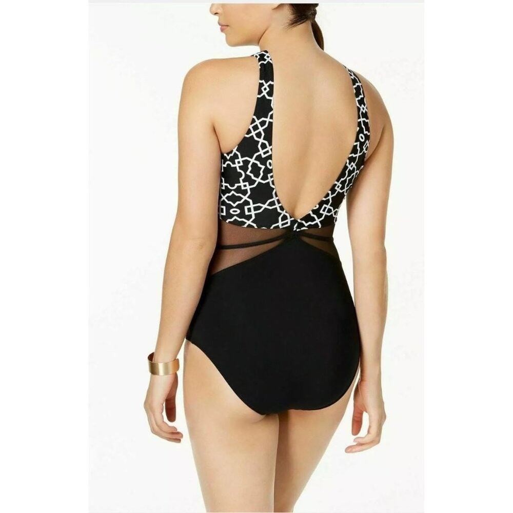 NWT Profile By Gottex Casablanca Lace-Up V-Neck One Piece Swim Bathing Suit 14 - Picture 3 of 13